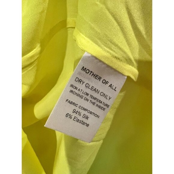 MOTHER OF ALL Gisele Silk Mini Dress - Neon Yellow SIZE S - Picture 9 of 11